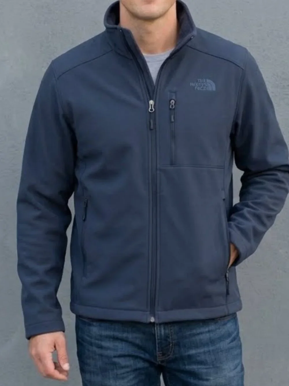 The North Face Windwall Softshell Blue Full Zip Fleece Lined Jacket Men's M